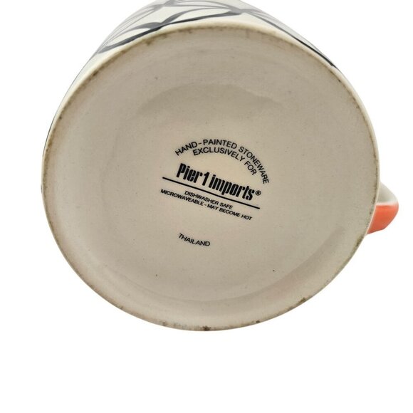 Pier 1 Imports Hand Painted Geometric Pattern 14 Oz Stoneware Mug Cup - Picture 6 of 13